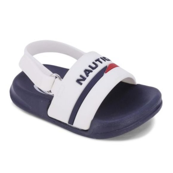 NAUTICA Baby Crib Stono 2 Sling Back Slide Open Toe Navy White Red Stripe Sandal - Picture 1 of 5